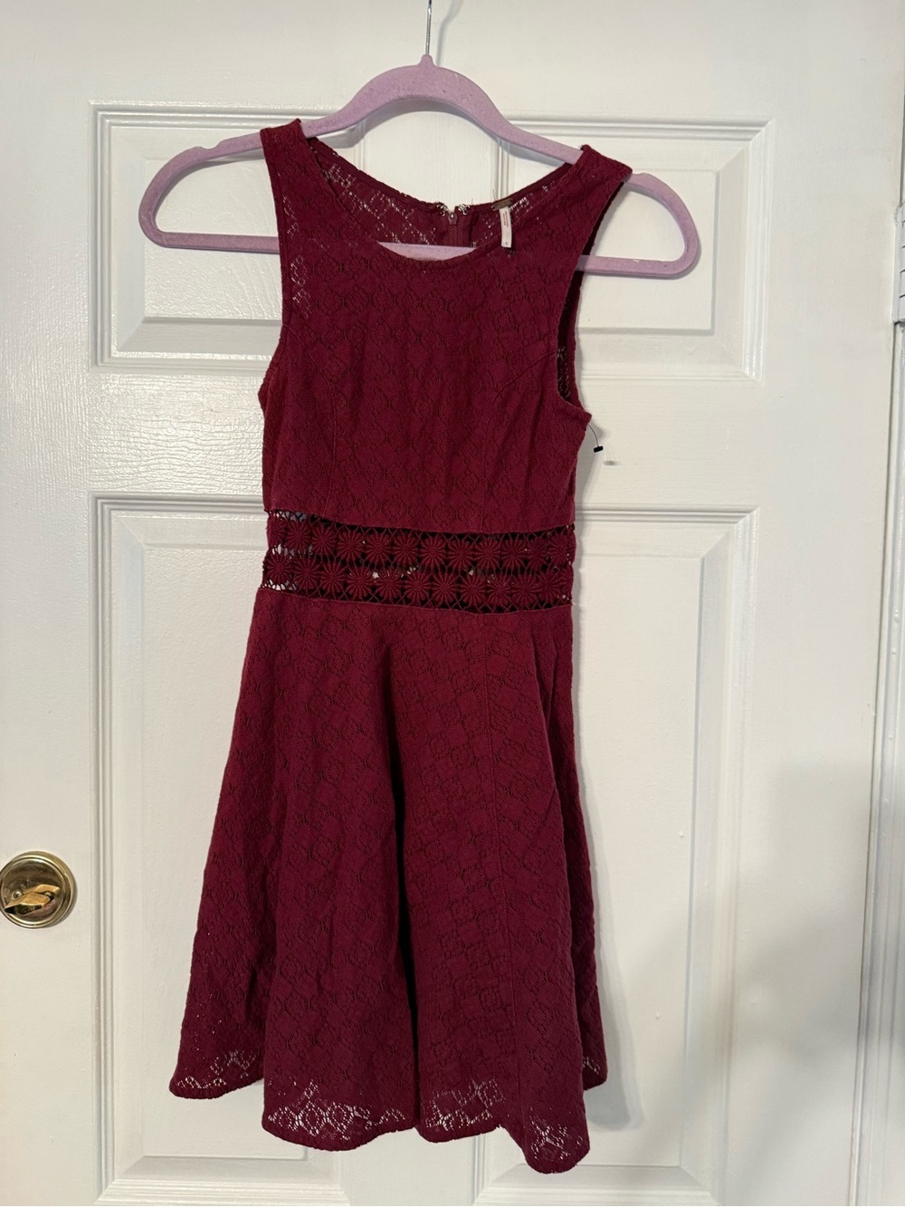 Free People Burgundy Lace Fit & Flare Mini Dress